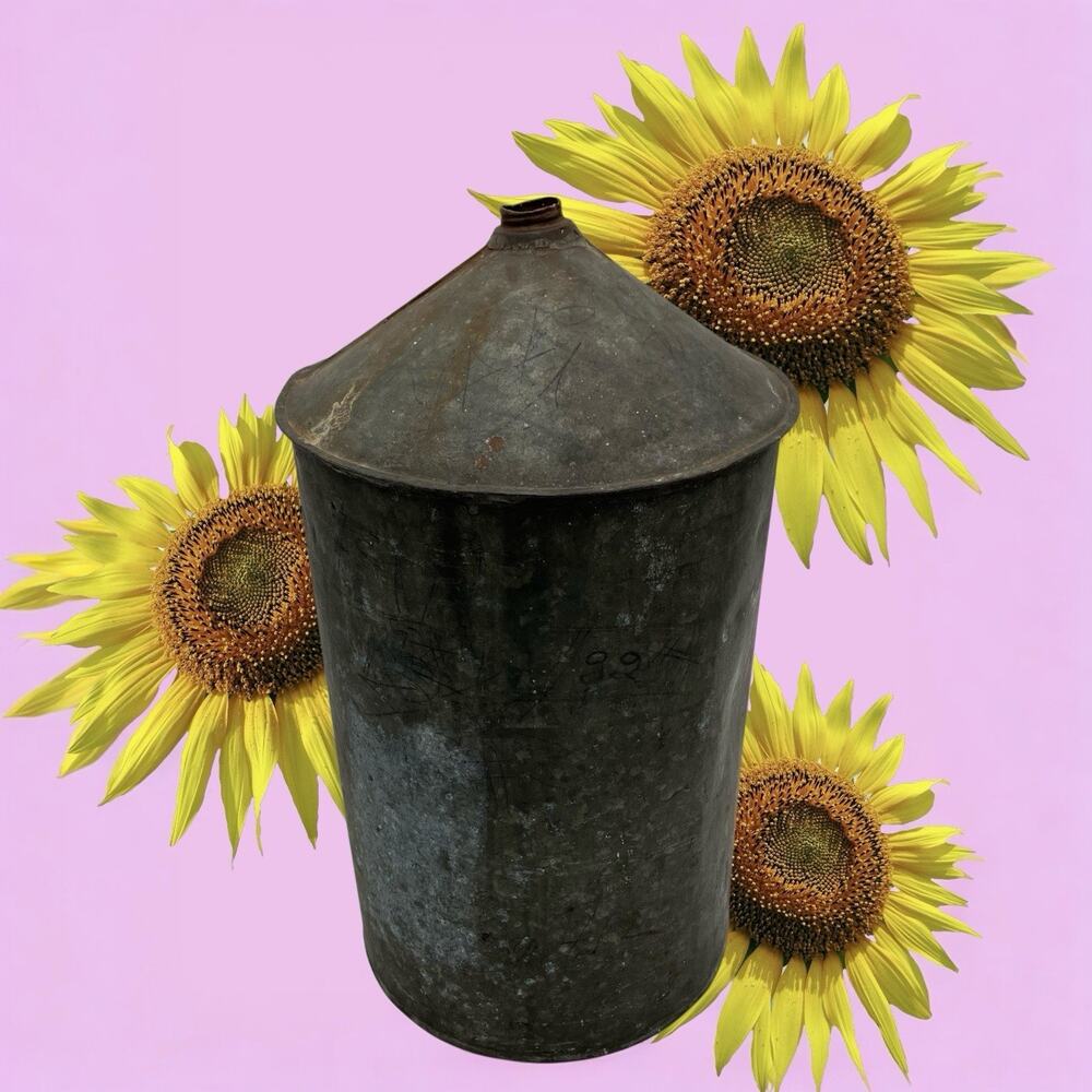 Large Primitive Galvanized Can That Once Held Peppermint Oil
